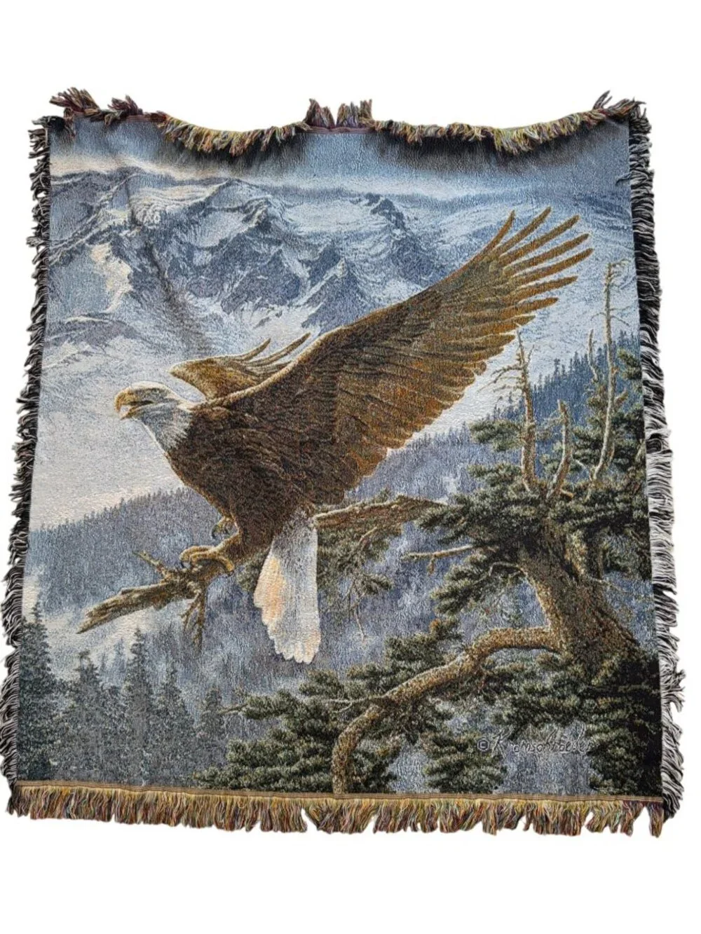 Kromschroeder Alpenglow Bald Eagle Tapestry Throw Blanket Wildlife Farmhouse
